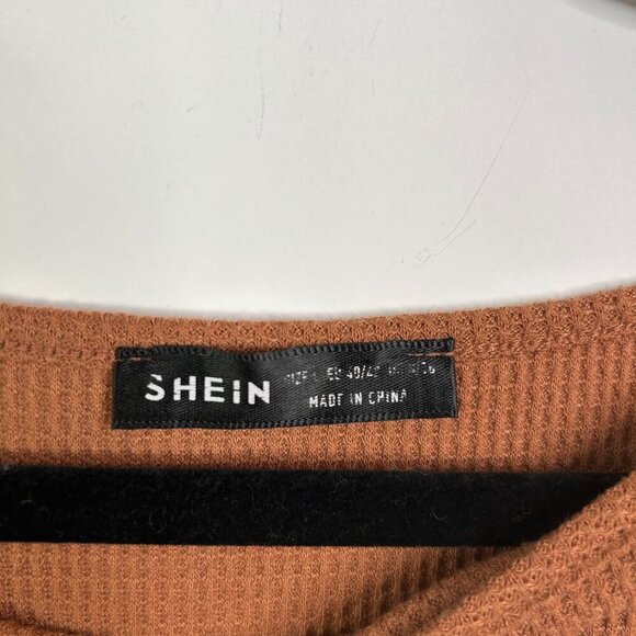 Shein brown and black color block waffle sweater size large - Picture 5 of 6